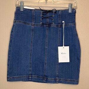 NWT KanCan Blue Tie Front Denim Skirt Size Small